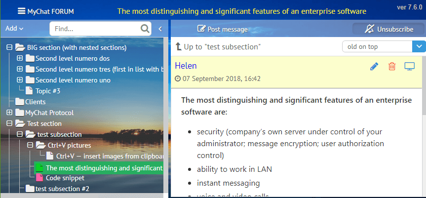 MyChat built-in forum