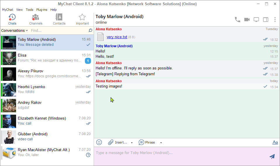Inserting an image in MyChat Client