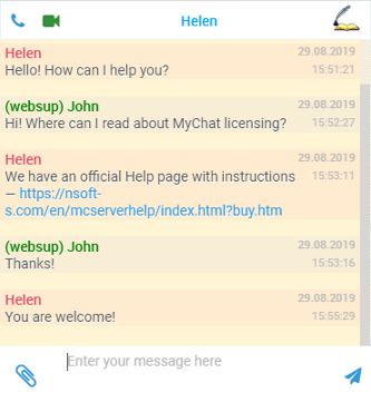 Website support in MyChat