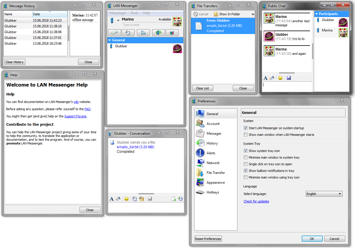 Numerous windows in LAN chat