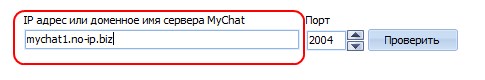 Доменное имя для подключения к серверу MyChat через Интернет