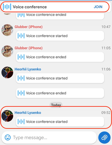 Group call features in MyChat