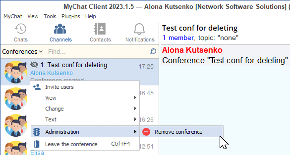 Removing conference in MyChat