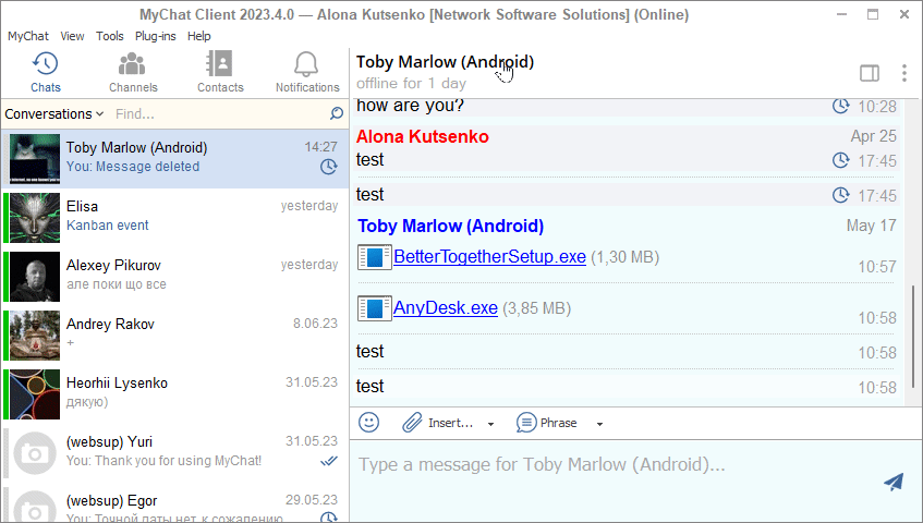 Editing messages with asterisk in MyChat