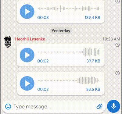 Отправка голосового сообщения в MyChat на Android