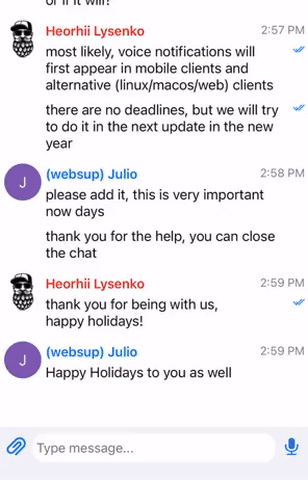 Реакции на сообщения в MyChat для iOS