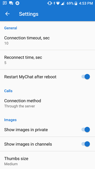 Android settings section