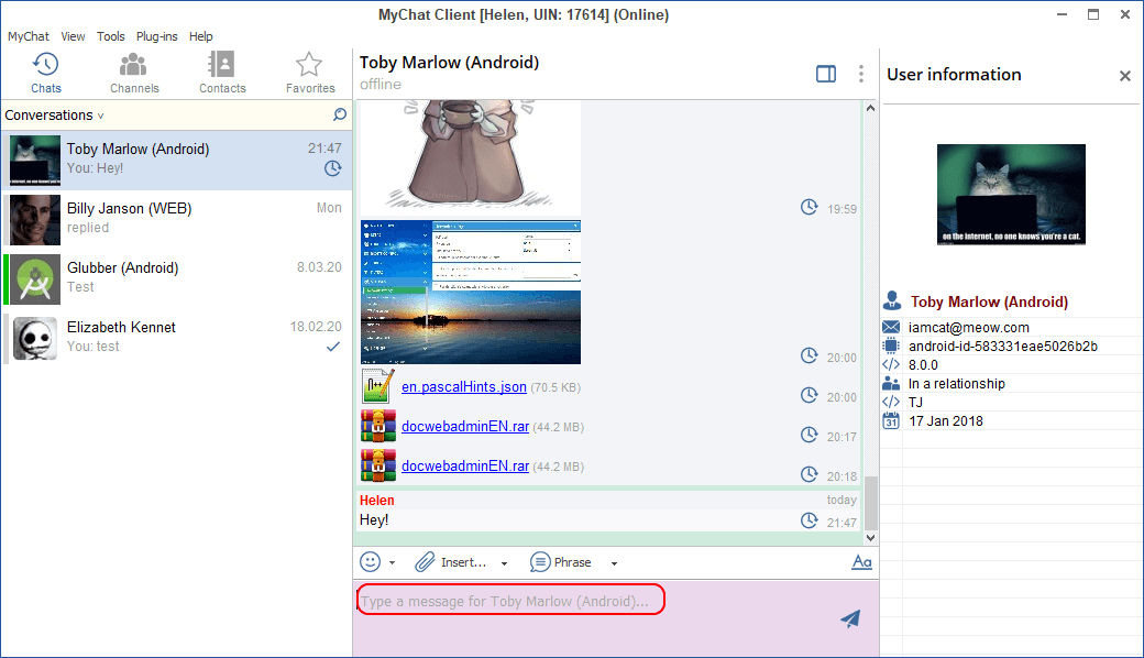 Placeholders in MyChat Client 8.0