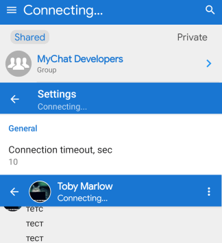 Connection status in MyChat for Android