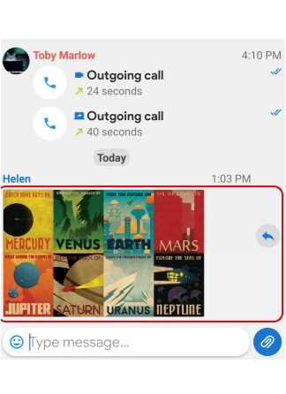MyChat для Andoid, swiping reply