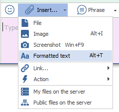 MyChat Client, inserting formatted text