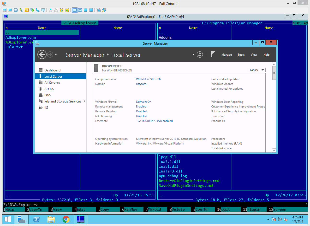 Remote computer control view via Radmin plug-in