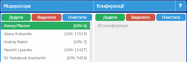 Модератори на сервері MyChat