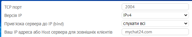 Налаштування мережевого ядра MyChat Server