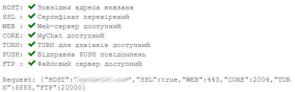 Список відкритих портів MyChat Server, все коректно налаштовано