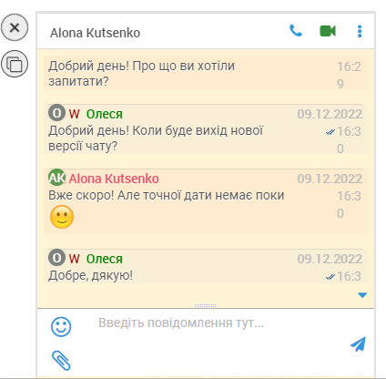 Чат на сайт, діалог з оператором